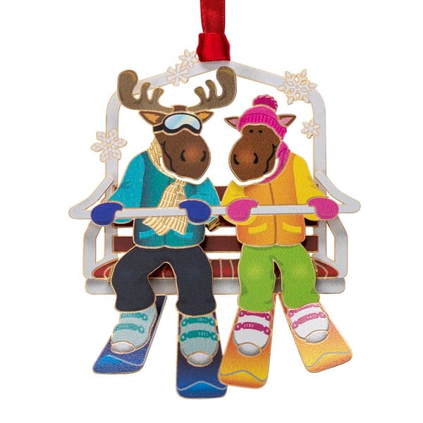 Beacon Design Moose On Chairlift Ornament - image 