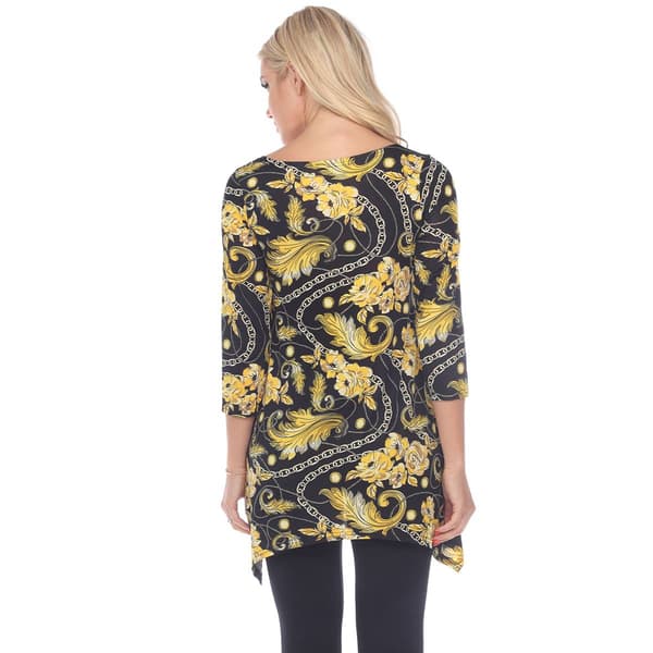 Womens White Mark Floral Chain Tunic  With Pockets