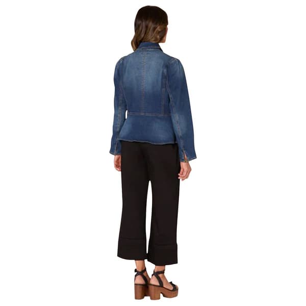 Womens Democracy Long Sleeve Peplum Denim Jacket