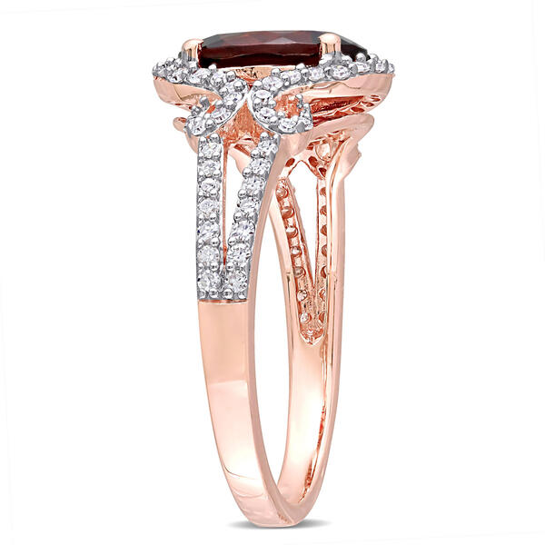 Gemstones Classics&#8482; 10kt. Rose Gold Garnet Oval Halo Ring