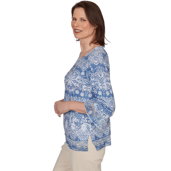 Womens Alfred Dunner Camden Market Embroidered Lace Blouse