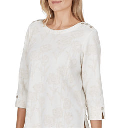 Womens Alfred Dunner Cityscape 3/4 Sleeve Floral Blouse