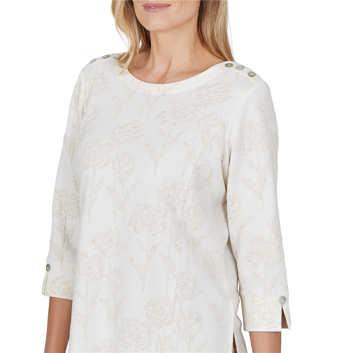 Womens Alfred Dunner Cityscape 3/4 Sleeve Floral Blouse