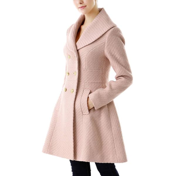 Womens BGSD Wool Shawl Collar Walking Coat