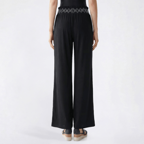 Juniors Derek Heart High Rise Smock Embroidered Waistband Pants