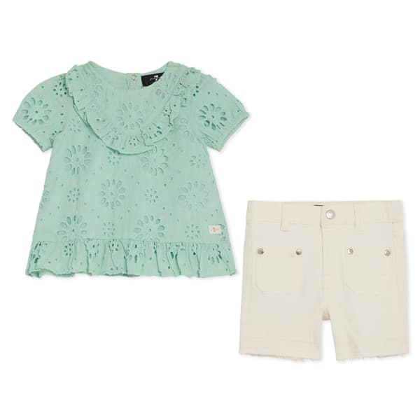 Baby Girl &#40;12-24M&#41; 7 For All Mankind&#40;R&#41; Eyelet Top & Bermuda Shorts - image 