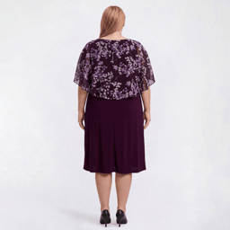 Plus Size Connected Apparel Leaf Poncho Shift Dress