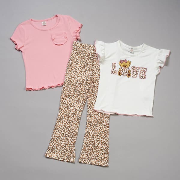 Girls (4-6x) Sweet Butterfly® 3pc. Rib/Love Tees & Legging Set