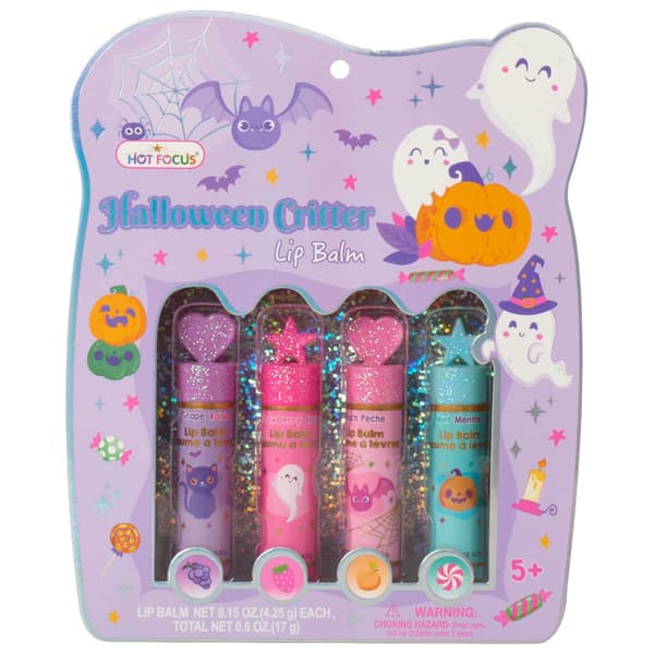 Girls Hot Focus&#40;R&#41; 4pk. Halloween Critter Lip Balm - image 