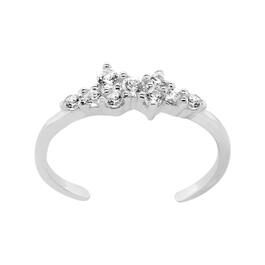 Barefootsies Clear Cubic Zirconia Cluster Adjustable Toe Ring