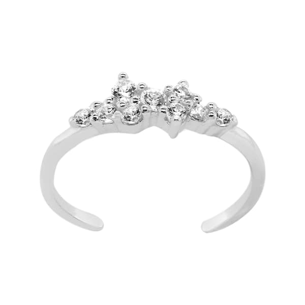 Barefootsies Clear Cubic Zirconia Cluster Adjustable Toe Ring - image 