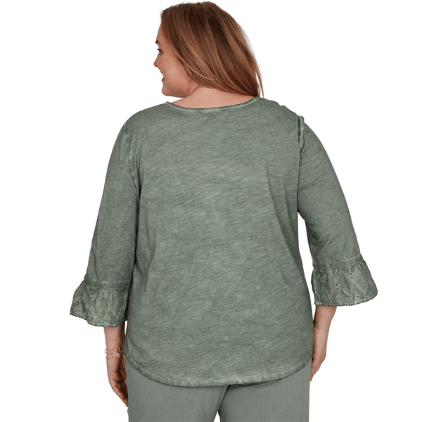 Plus Size Alfred Dunner Provence Flounce Sleeve Patchwork Blouse
