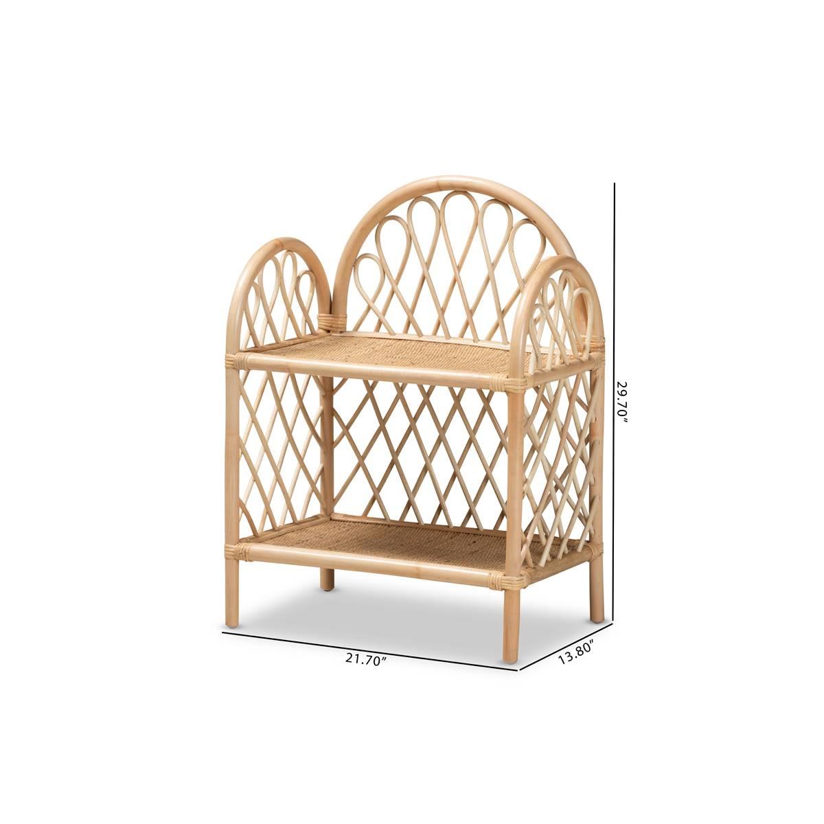 Baxton Studio Hammond Bohemian Rattan 2-Tier Display Shelf