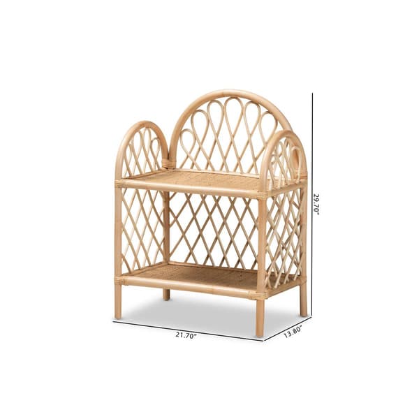 Baxton Studio Hammond Bohemian Rattan 2-Tier Display Shelf