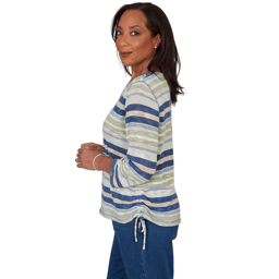 Petite Alfred Dunner Indigo Girls Splice Stripe Sweater