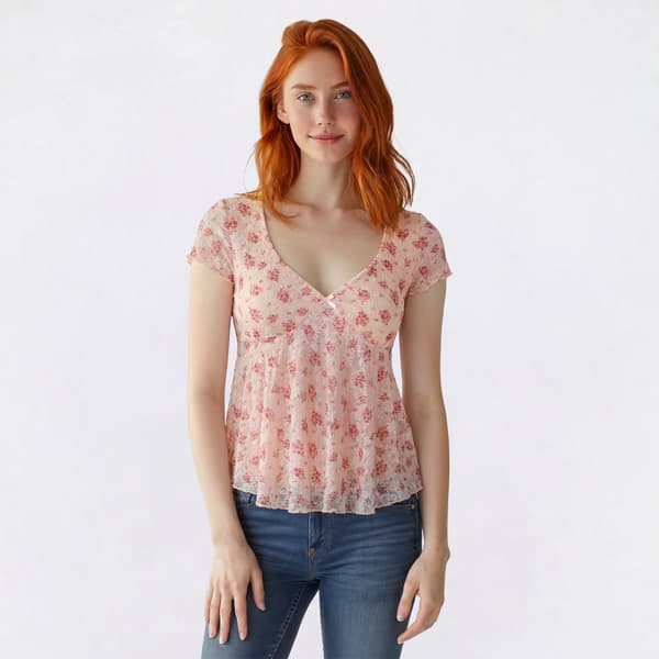 Juniors Madden Girl Floral Lace Sweetheart Cap Sleeve Top