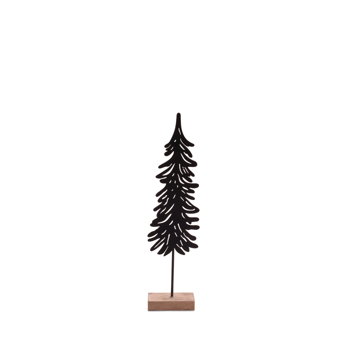 Melrose Cut-Out Metal Pine Tree with Wood Base - Set of 2