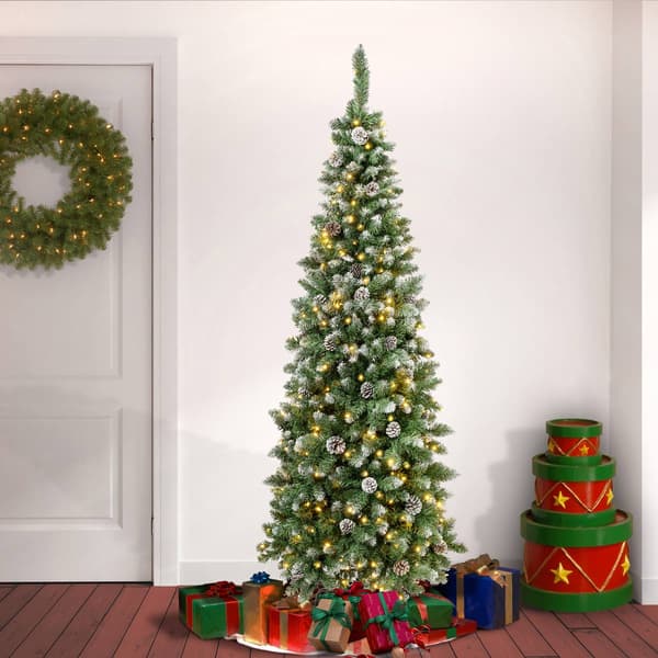 National Tree 6ft. Oakley Hills Snow Slim Pre-Lit Christmas Tree