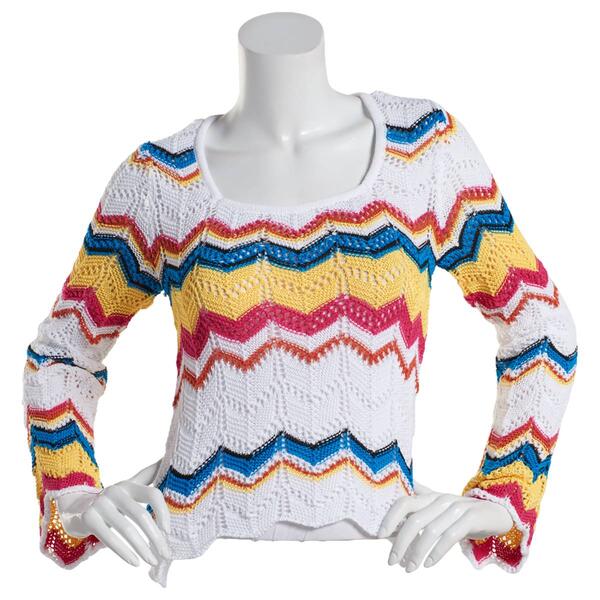 Juniors Poof! Lana Crochet Pullover Sweater - image 