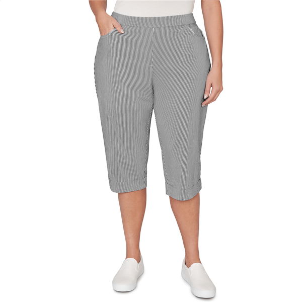 Plus Size Alfred Dunner Classics Pull On Stretch Stripe Capris - image 