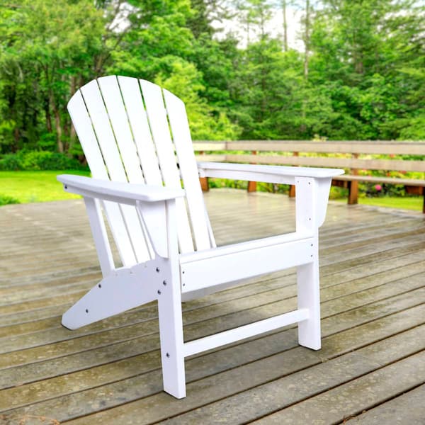 9th & Pike&#174; White Resin Traditional Outdoor Adirondack Chair