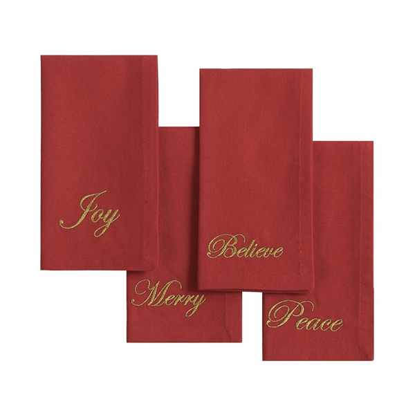 Threadmade Holiday Sentiments Napkins - Set of 4 - image 