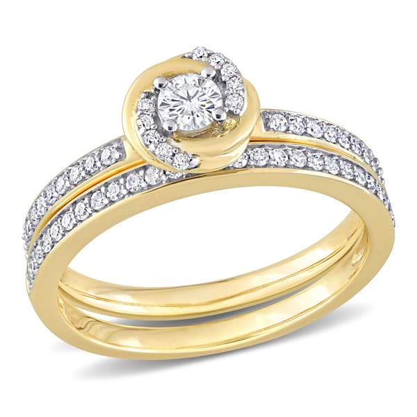 Diamond Classics(tm) 14kt. Gold 1/2ct. Diamond Swirl Bridal Ring Set - image 