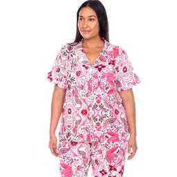 Plus Size White Mark 2pc. Short Sleeve Tropical Pajama Set