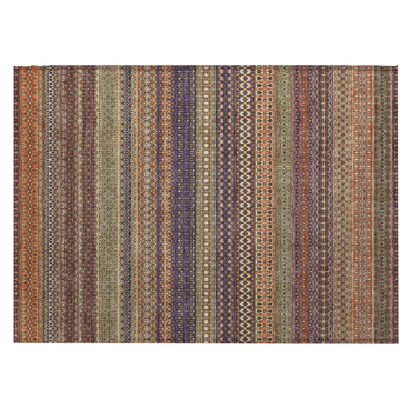 HomeRoots Orange Striped Non Skid Indoor Outdoor Accent Rug