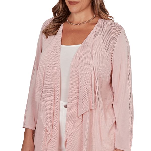 Plus Size Emaline Key Items 3/4 Sleeve Drape Front Cardigan