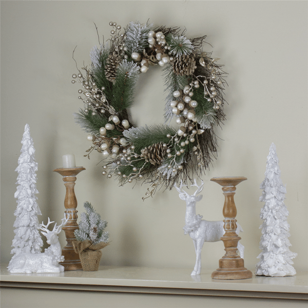 Northlight Acorn & Pinecone Flocked Pine Christmas Wreath