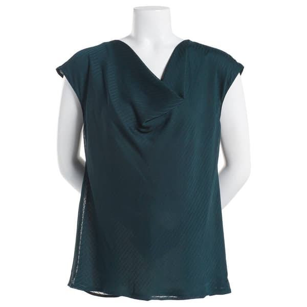 Womens Calvin Klein Cap Sleeve Cowl Neck Striped Blouse - image 