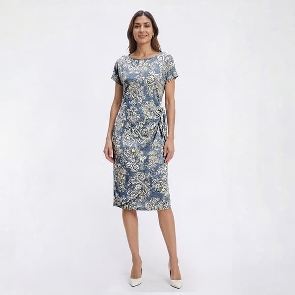 Womens Sami & Jo Short Sleeve Paisley Sarong Sheath Dress - image 