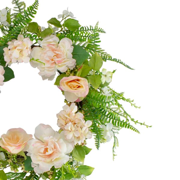Northlight Seasonal Artificial Rose & Peony Fern Spring Wreath