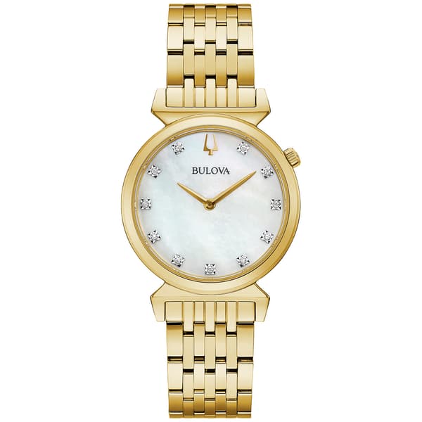 Womens Bulova Goldtone Diamond Accent Dial Bracelet Watch- 97P149 - image 