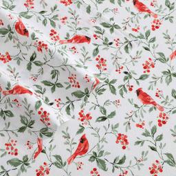Laura Ashley Jolly Cardinals Cotton Flannel Sheet Set