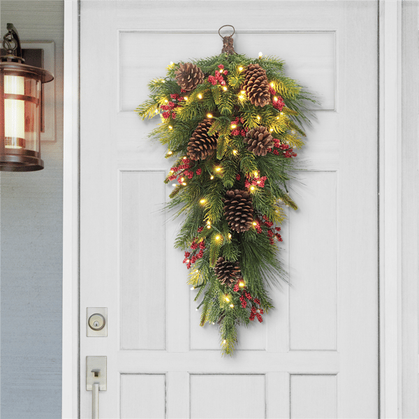 Puleo International Pre-Lit Banister Swag with Pinecone & Berries