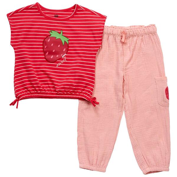 Girls &#40;4-6x&#41; Kids Headquarters 2pc. Strawberry Top & Cargo Pants - image 