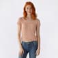 Juniors Pink Rose Short Sleeve Pointelle Knit Top - image 2
