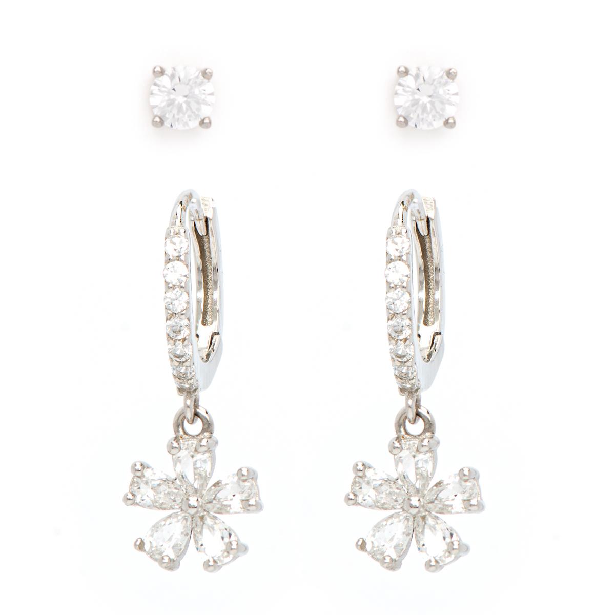 Gianni Argento 2pr. Lab Created White Sapphire Earrings Set