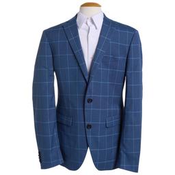 Mens Savile Row Plaid Suit Jacket - Dark Blue