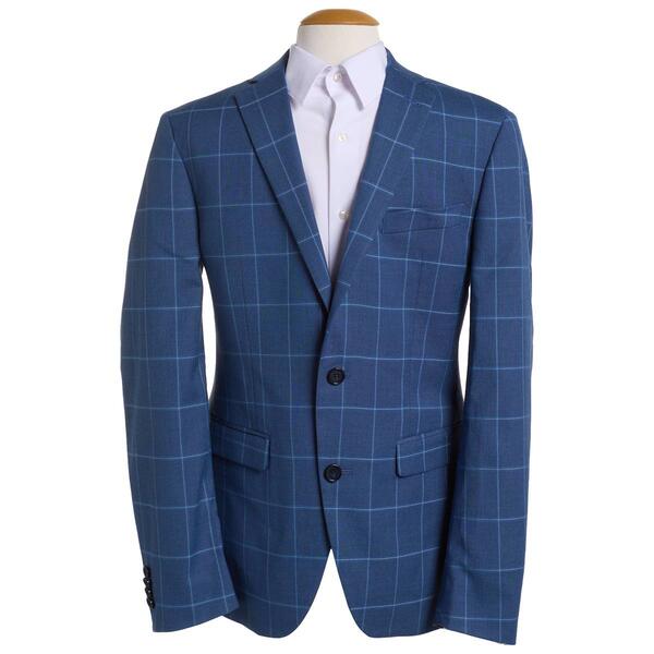 Mens Savile Row Plaid Suit Jacket - Dark Blue - image 