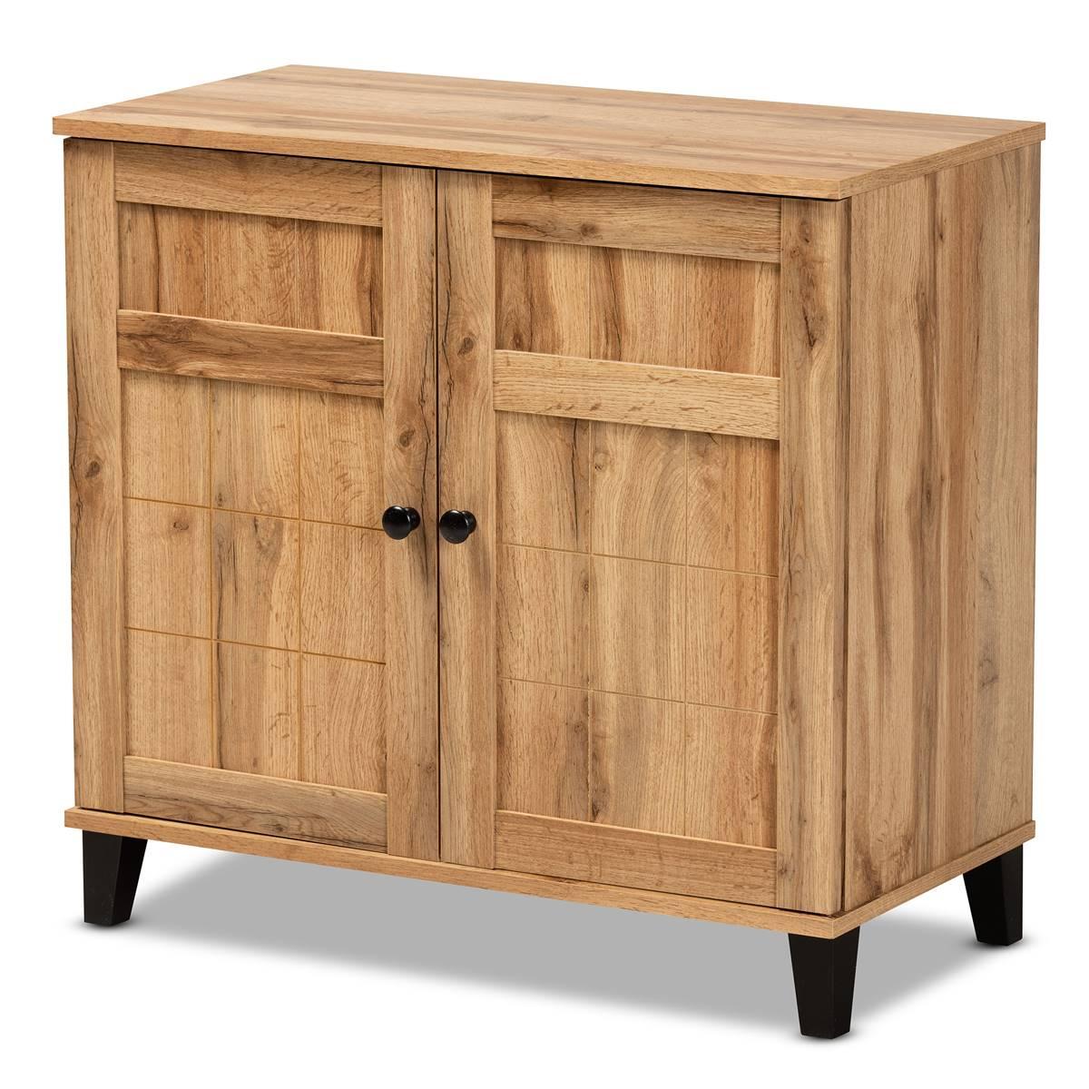 Baxton Studio Glidden Oak Brown Wood 2-Door Shoe Storage...