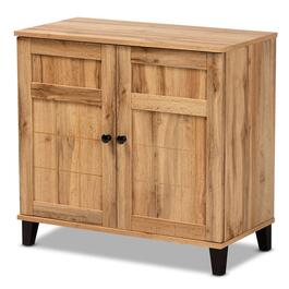 Baxton Studio Glidden Oak Brown Wood 2-Door Shoe Storage Cabinet