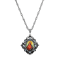 Symbols of Faith Silver Tone Oval Jesus Decal Pendant Necklace - image 1