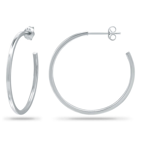 Sterling Silver Diamond Cut 30mm J Hoop Earrings - image 