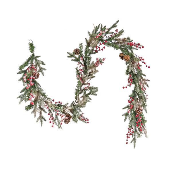 National Tree Frosted Traditions Frosted Greenery & Berry Garland - image 