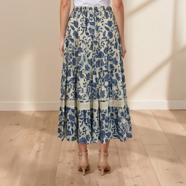 Womens Nanette Lepore Paisley Floral Button Accent Midi Skirt