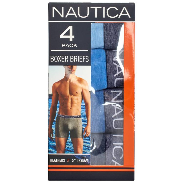 Mens Nautica 4pk. Heathered Boxer Briefs - Blue/Navy