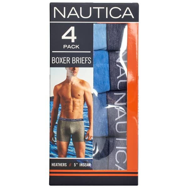 Mens Nautica 4pk. Heathered Boxer Briefs - Blue/Navy